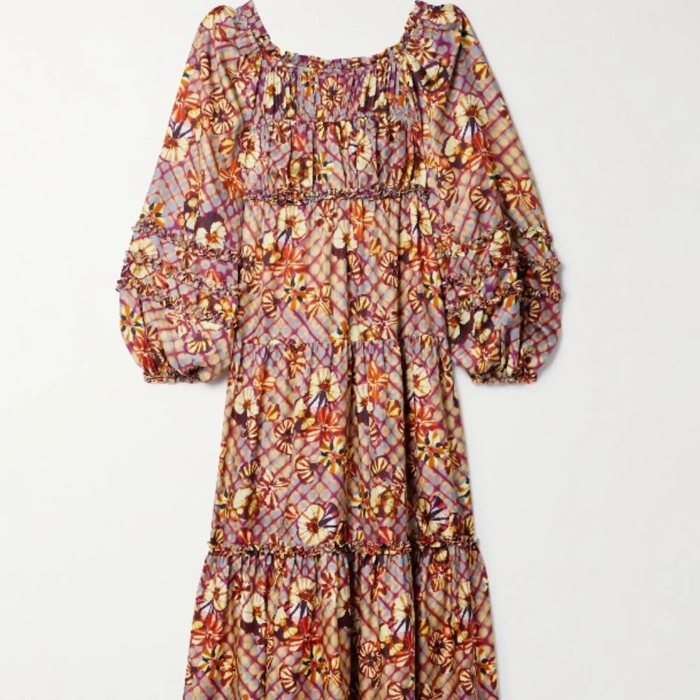 NWOT ULLA JOHNSON Anastasia Silk Twill Midi Gown Dress in Pansy XS $950 - Picture 11 of 16
